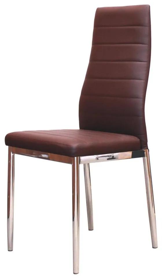 Jedálenská stolička MALUSI — PU koža, hnedá