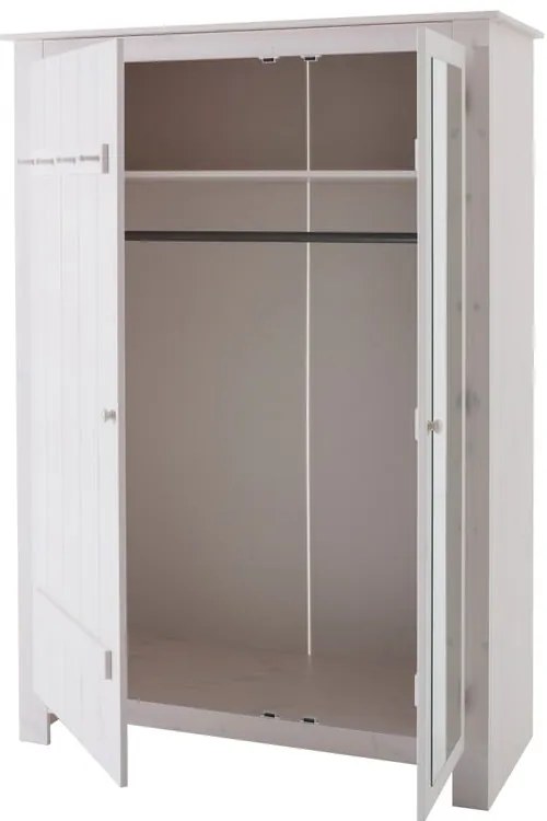 Biela šatníková skriňa z borovicového dreva so zrkadlom 120x170 cm Bertram – Støraa
