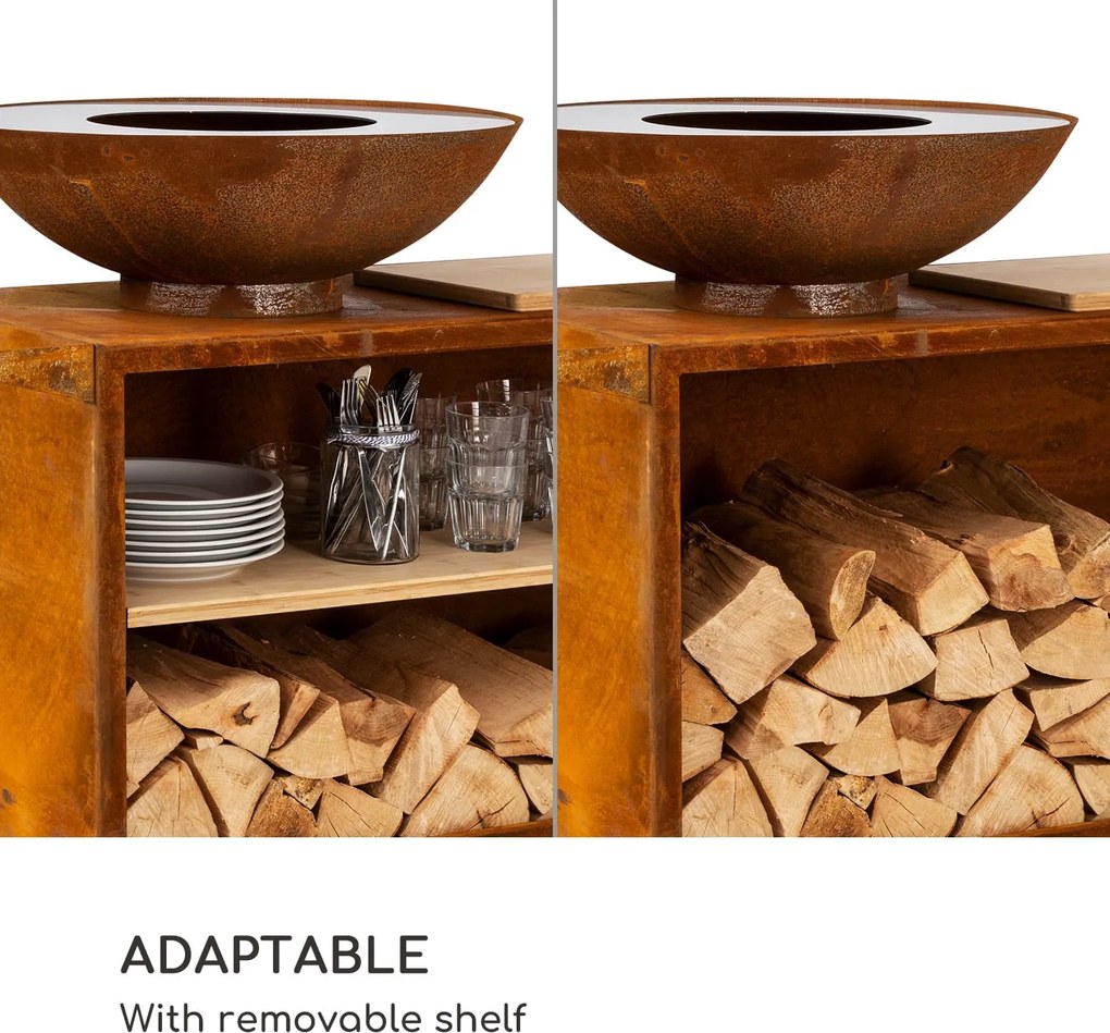 Blumfeldt Savage 2.0 Wide, ohnisko s grilom, bambusová doska na krájanie, ochranný kryt