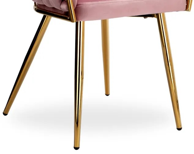 Jedálenská stolička COFTON zamatová, zlatá / ružová