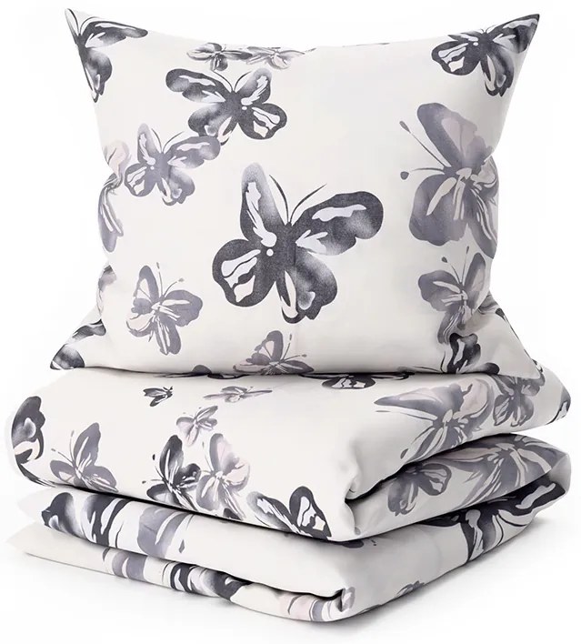 Obliečky z mikrovlákna BLACK BUTTERFLY krémové Rozmer obliečky: 2 ks 70 x 80 cm | 160 x 200 cm