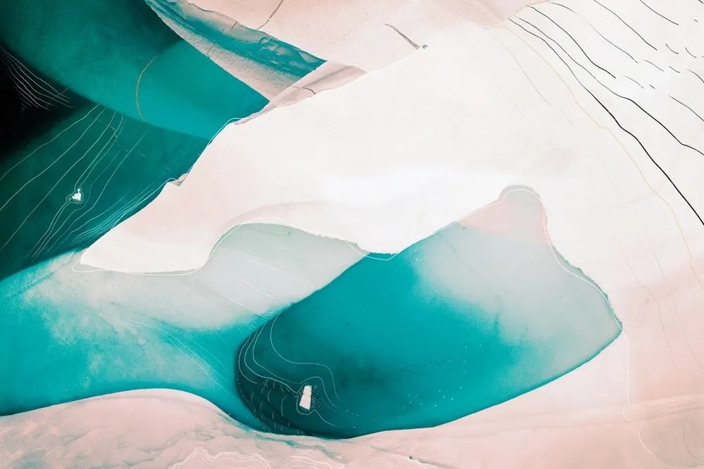 Samolepiaca tapeta abstrakcia modrej lagúny - 150x100