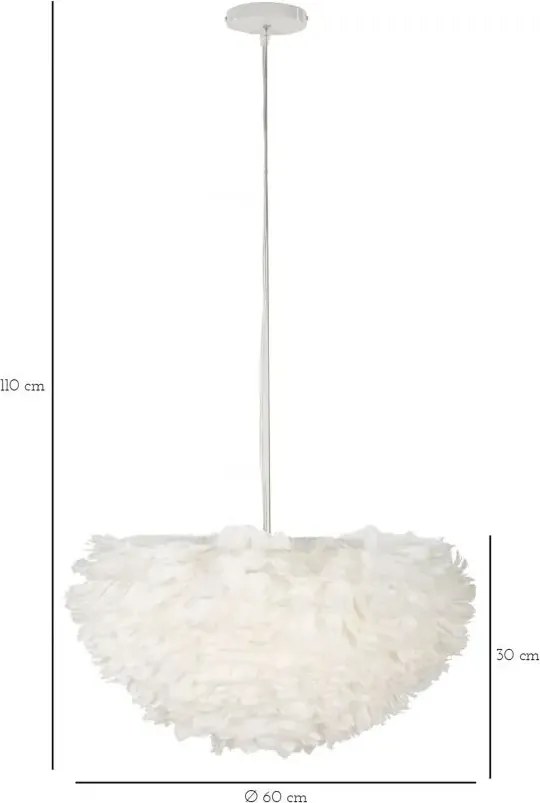 Závesný luster Feathry 60 cm biely