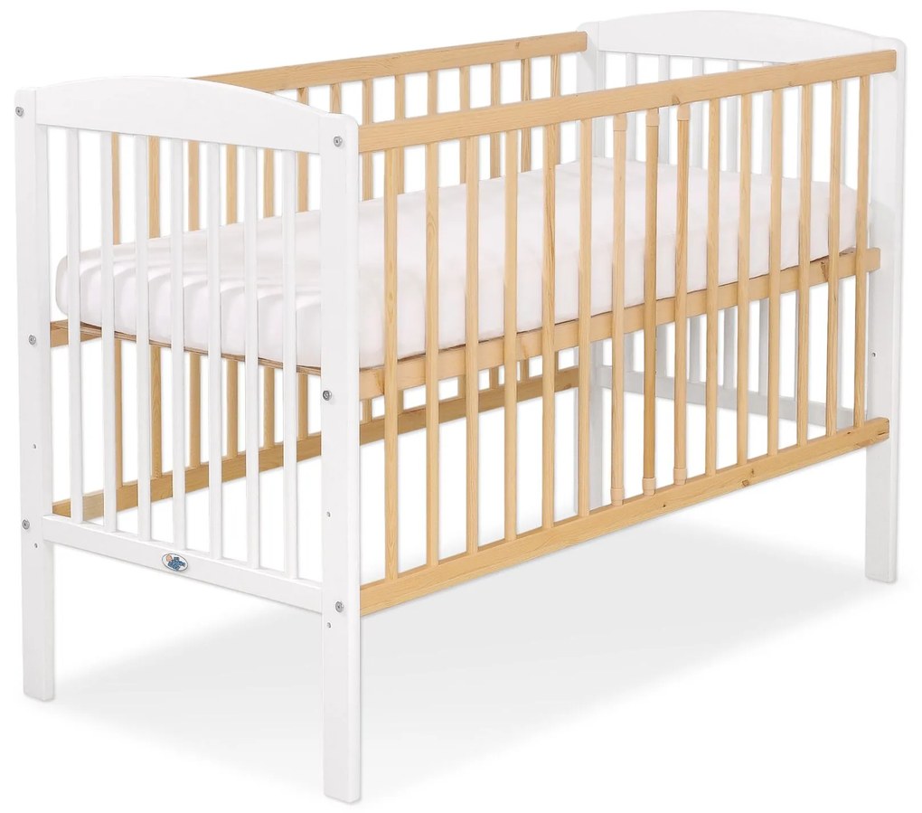 Detská postieľka Leo 60x120, biela/drevo