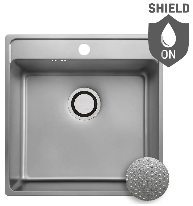 Laveo Besos, 1-komorový nerezový drez 480x490x210 mm, ľanová povrchová štruktúra, brúsená oceľ, LAV-SLB_310T