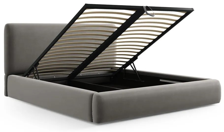 Sivá čalúnená dvojlôžková posteľ s úložným priestorom s roštom 140x200 cm Colonel – Cosmopolitan Design