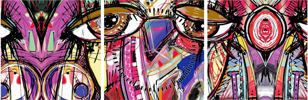 Obraz - Street art - sova (s hodinami) (90x30 cm)