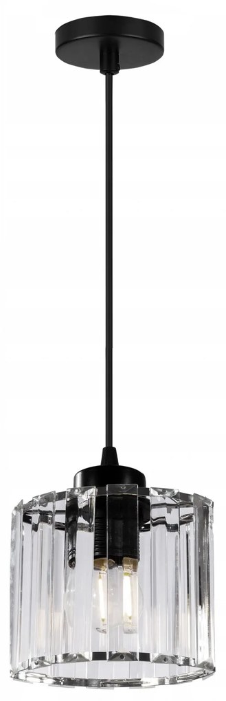 Toolight Toolight, Krištáľová závesná lampa E27 60W APP511-1CP, čierna, OSW-08551