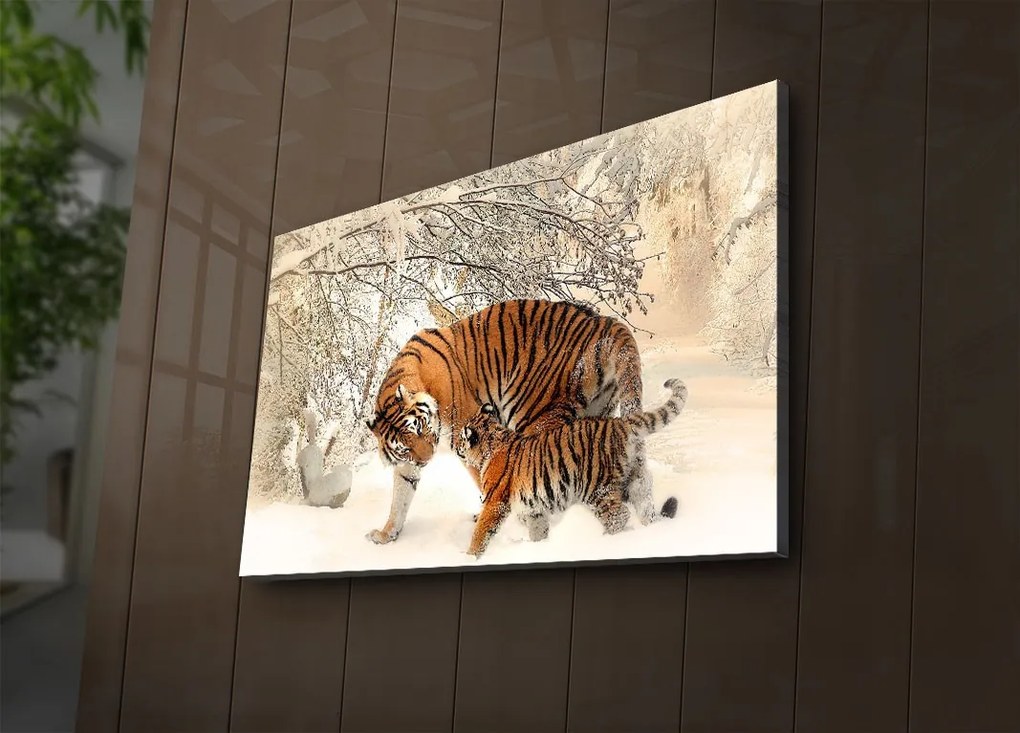 Obraz s LED osvetlením TIGRE VO SNEHU 81 45 x 70 cm