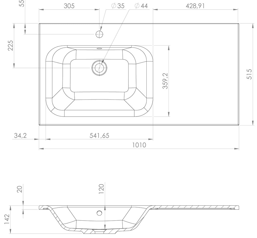 Sapho Sapho, LOREA skrinka 100x46x51,5cm (70+30cm), ľavá, dub Alabama/biela matná, LE070-2231-L-02