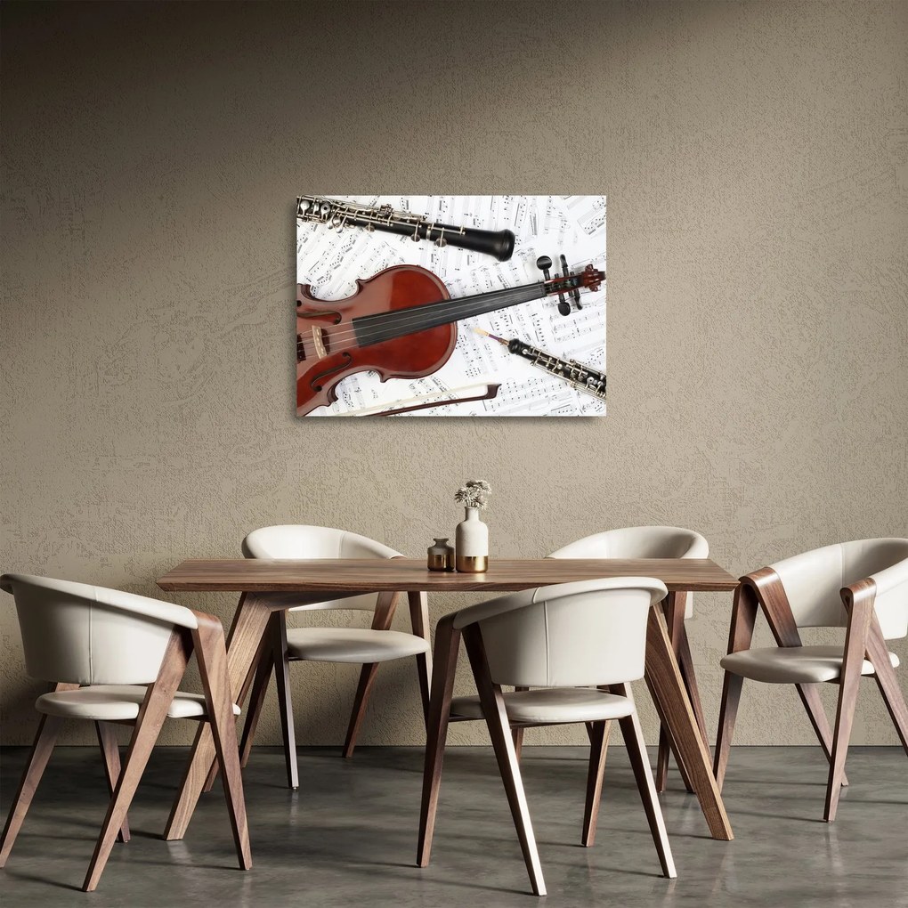 Sklenený obraz - Hudobné nástroje (70x50 cm)