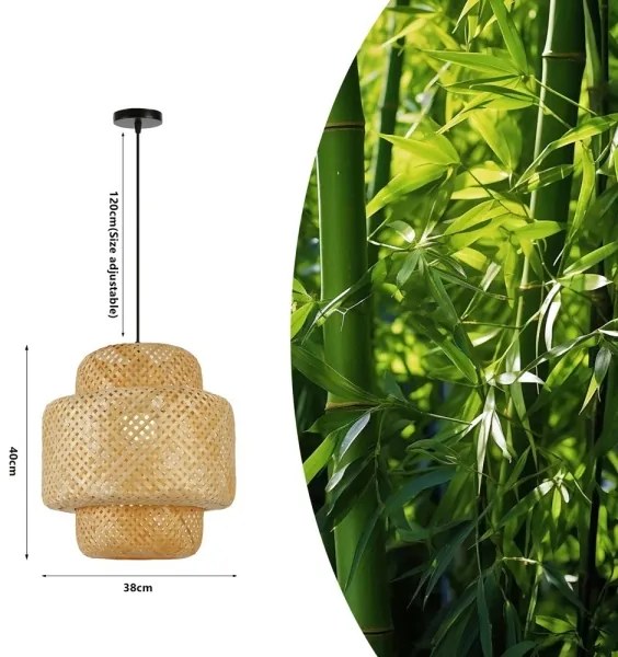 Immax 08267L - Luster na lanku HILO 1xE27/40W/230V pr. 38 cm bambus