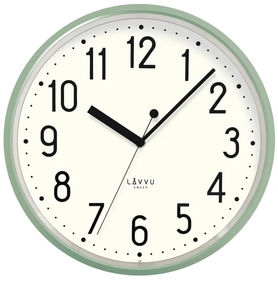 Nástenné hodiny LAVVU LCS3001 Pastels Sweep zelené 29,5 cm plynulý chod
