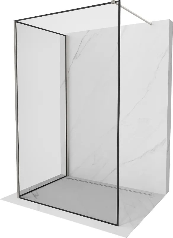 Mexen Kioto sprchová stena Walk-in 100 x 80 cm, čierny vzor, brúsený nikel - 800-100-212-97-70-080