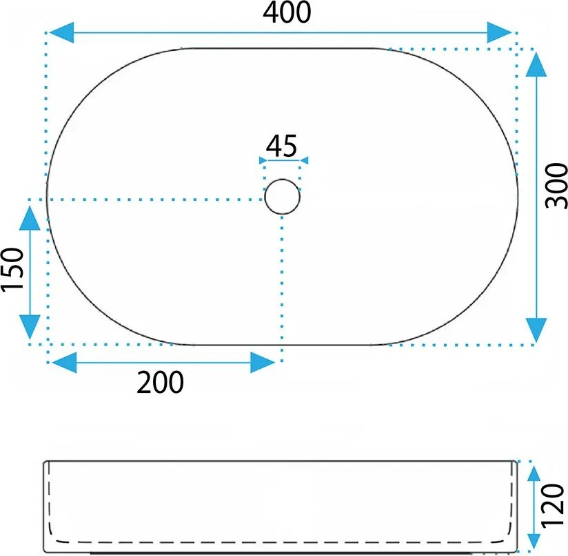 Rea Vanda Mini 40, umývadlo na dosku 400×300×120 mm, biela lesklá, REA-U3536