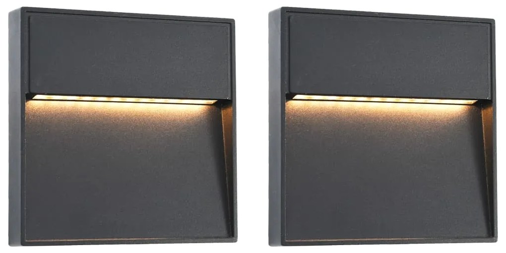 vidaXL Vonkajšie nástenné LED svietidlá 2 ks čierne 3 W štvorcové
