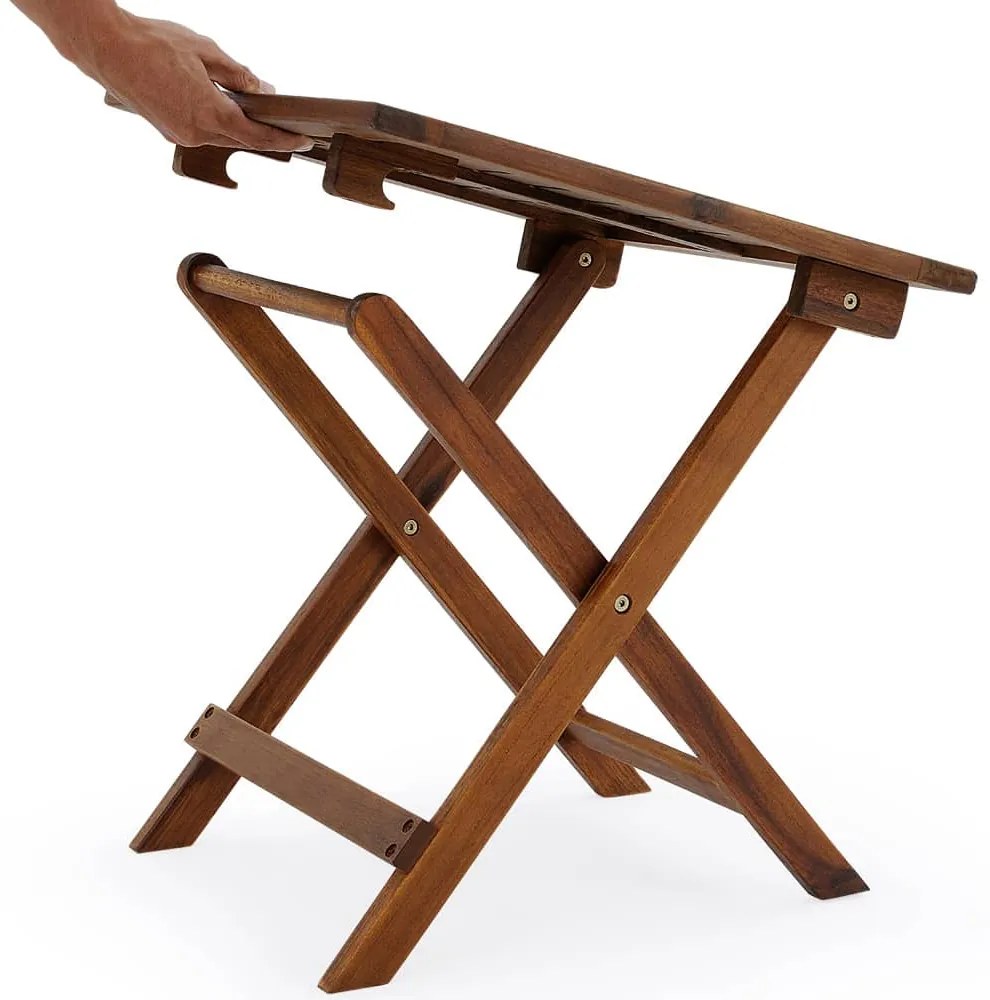 Casaria Odkladací stolík VITEK z akáciového dreva 46x46x46cm, hnedá