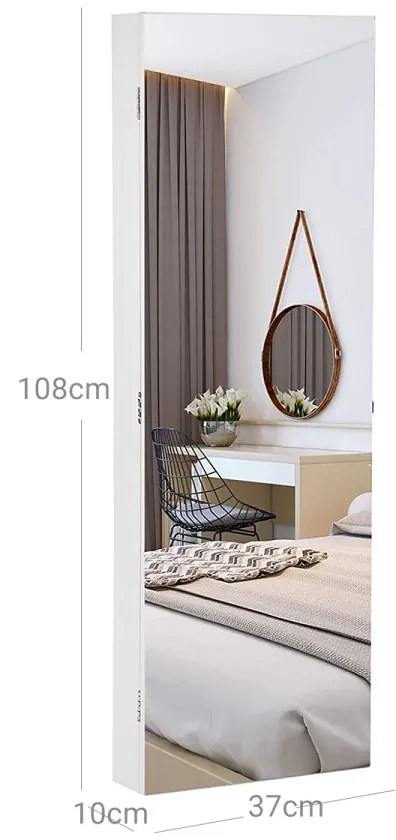 Zrkadlová skrinka na šperky Wendy biela