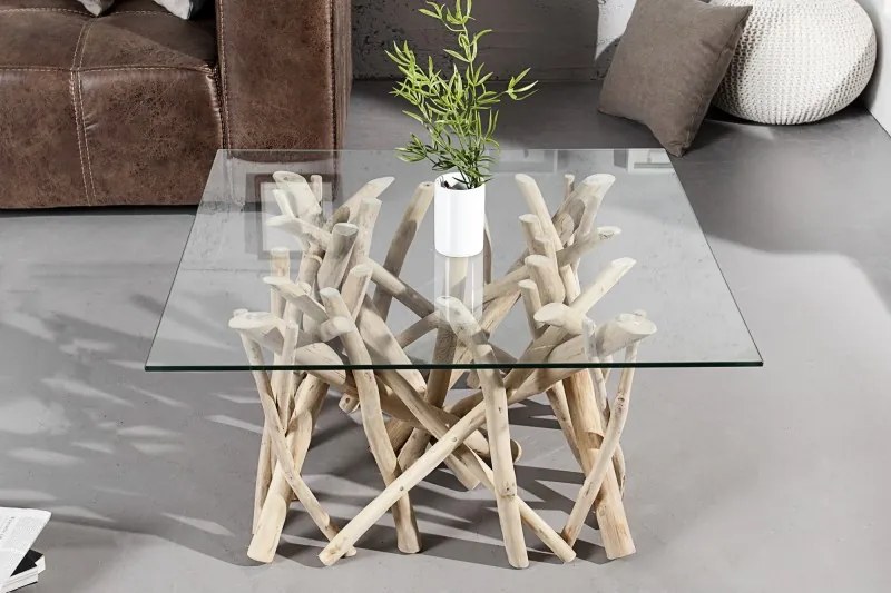 Konferenčný stolík Driftwood 60cm rám so sklom