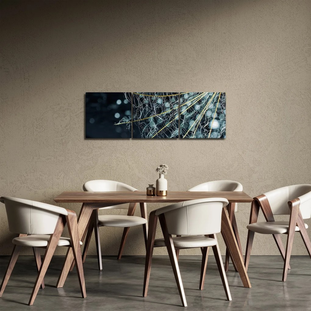 Obraz -Kvet s pavučinou (s hodinami) (90x30 cm)