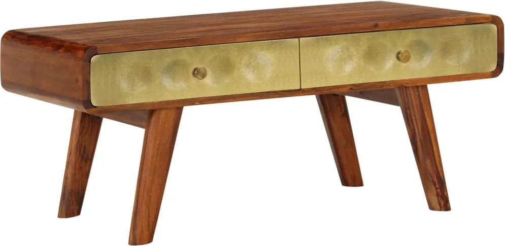 246349 Edco Konferenčný stolík sheeshamové drevo so zlatou potlačou  90x50x40 cm