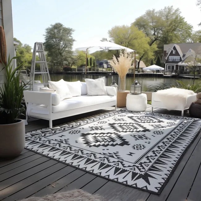 Obojstranný koberec Elle Decoration GEMINI Dynamic čierny