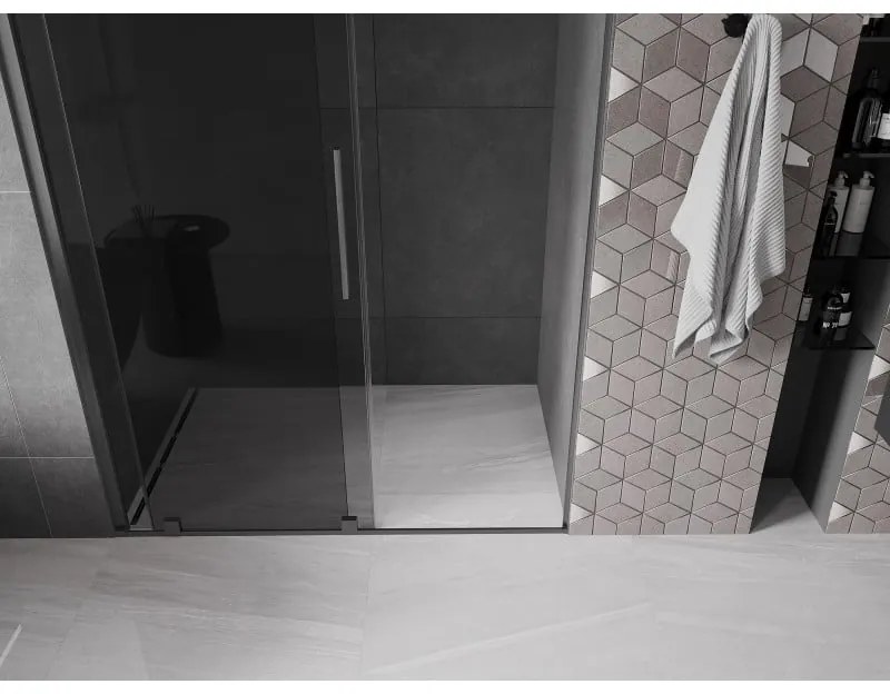 Mexen Velar, posuvné sprchové dvere do otvoru 150 cm, 8mm šedé sklo, grafit brúsený, 871-150-000-41-66