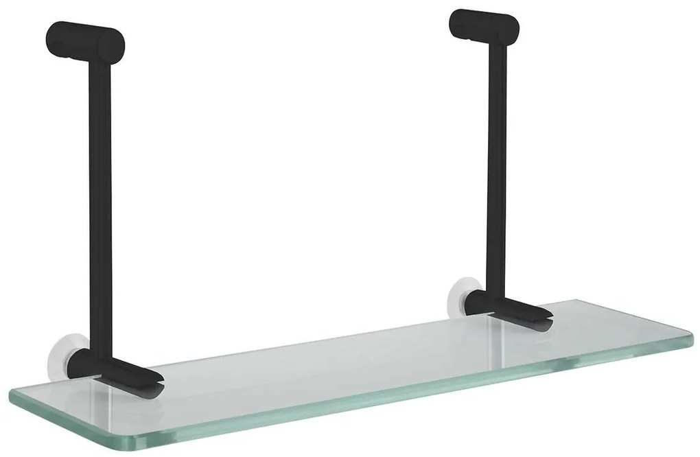 Sapho Sapho, Závesná sklenená polička na sprchovú zástenu 400x180x125mm, čierna mat, 1301-15B
