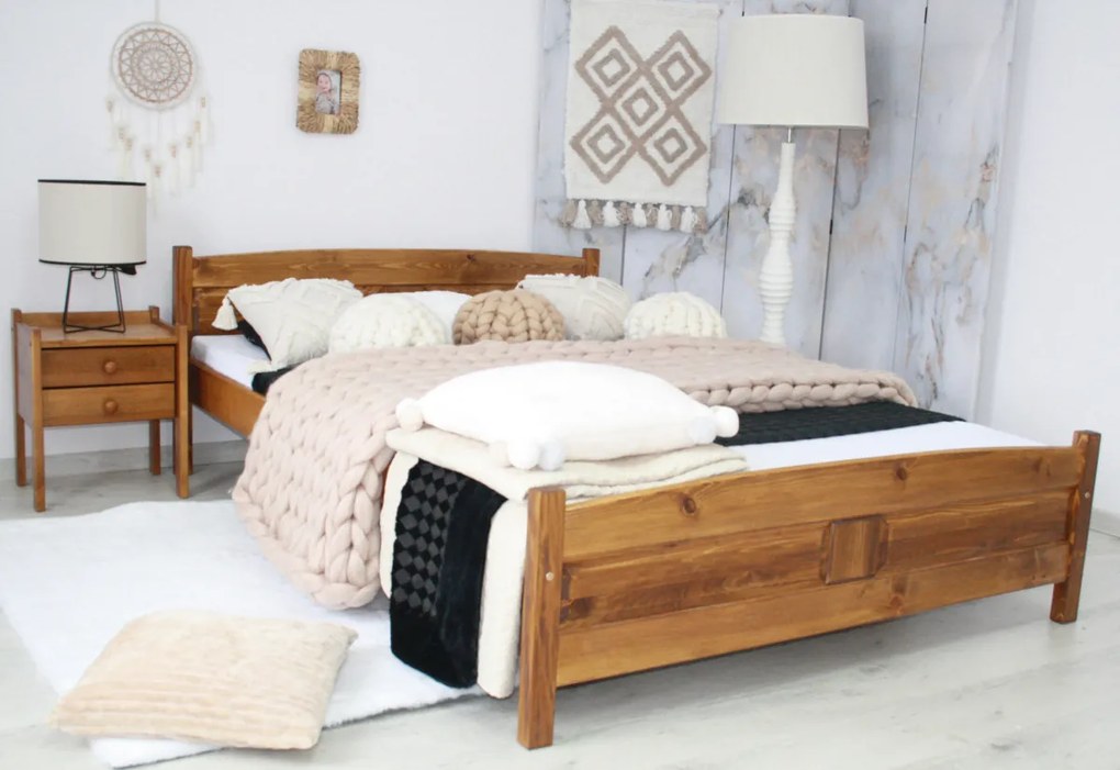 Vyvýšená posteľ ANGEL + matrac + rošt ZADARMO, 140x200 cm, dub-lak