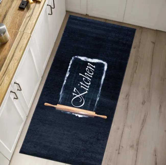 Protišmykový koberec / behúň 20320 KITCHEN čierny