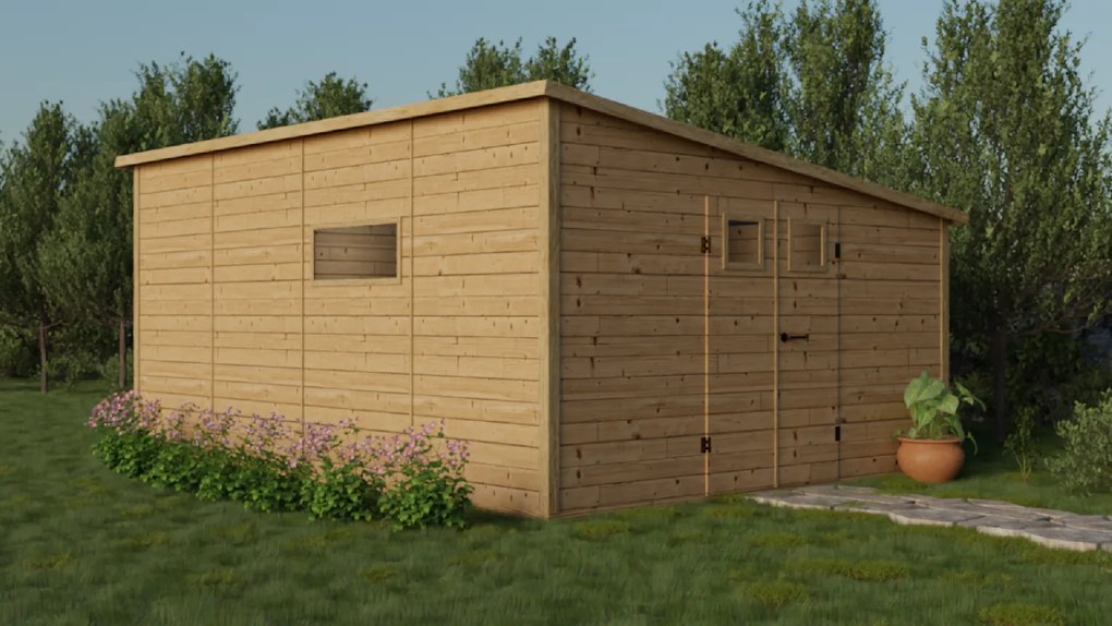 Drevený domček MONSTERA (3,95 × 5,2 m)