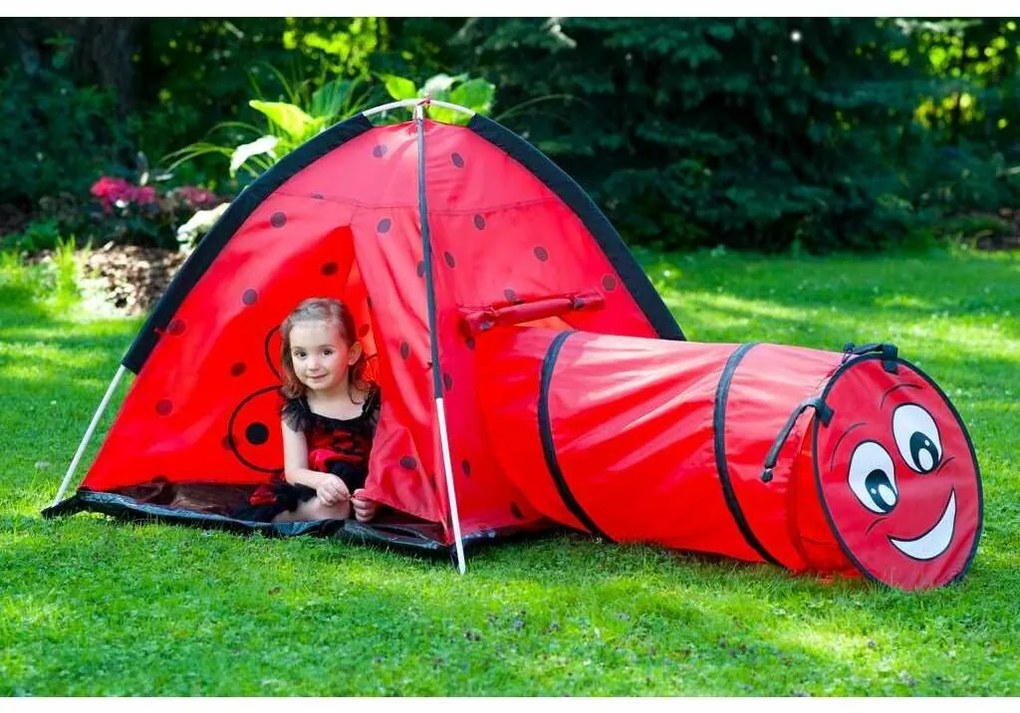 Baby Mix Detský stan s tunelom Lienka červená, 170 x 112 x 94 cm