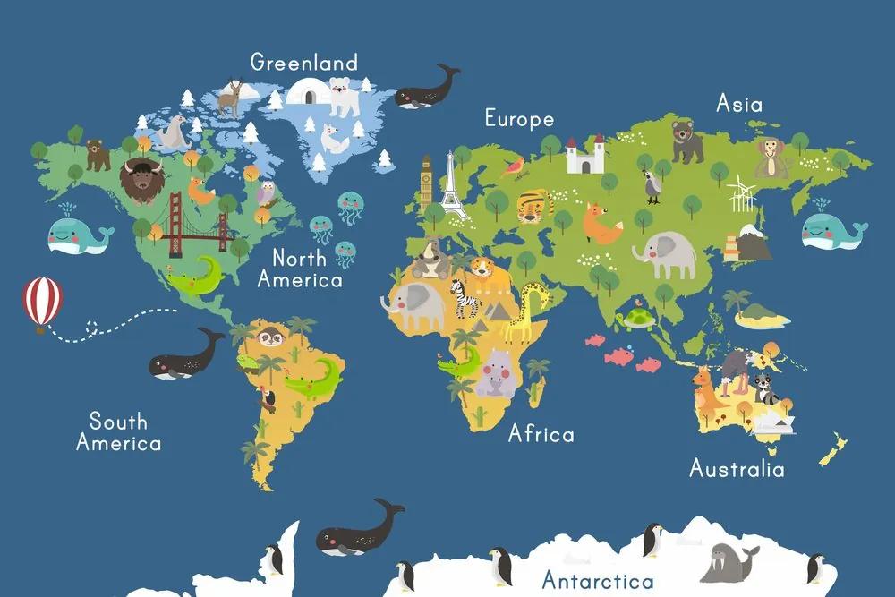 Obraz mapa sveta pre deti Varianta: 60x40