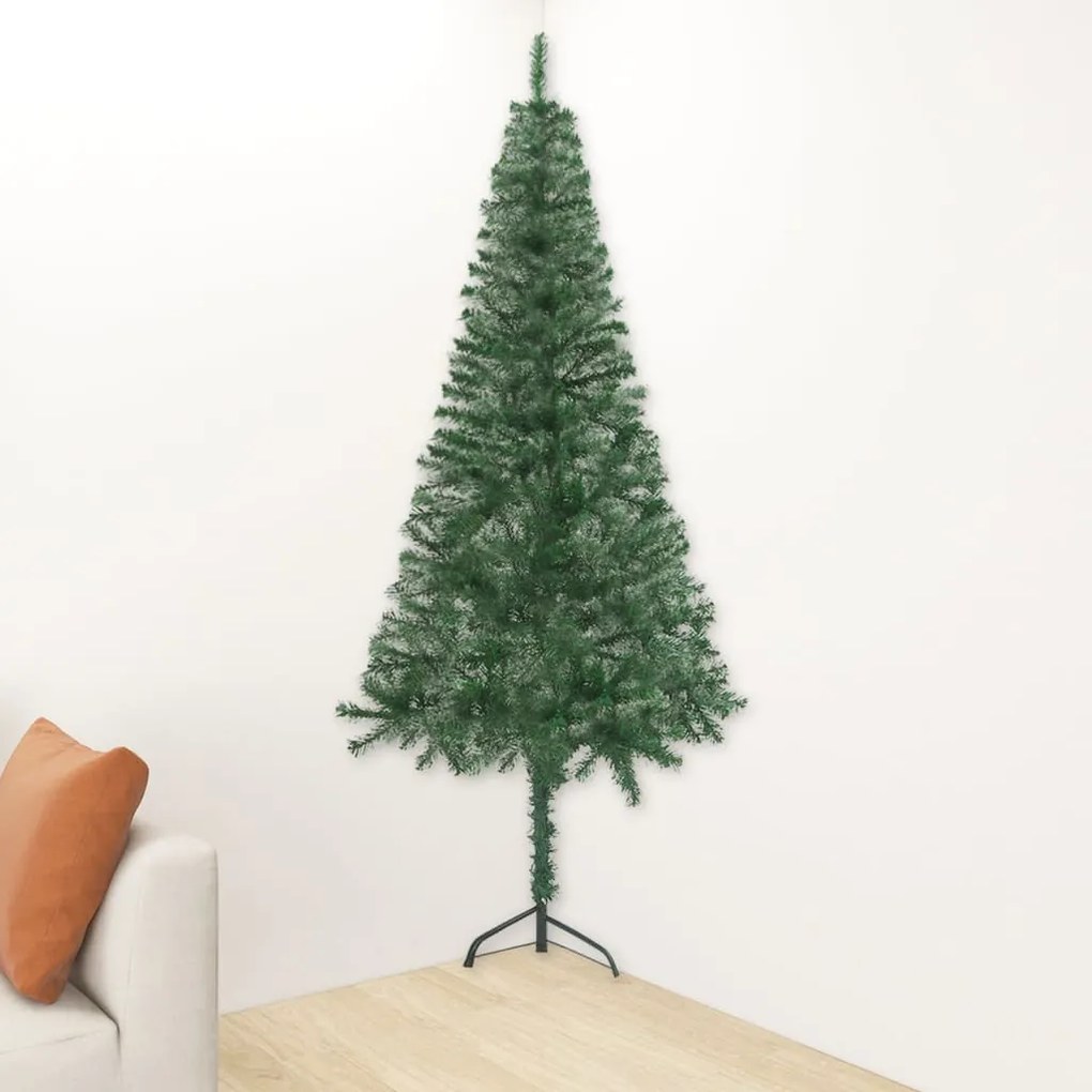 vidaXL Rohový umelý vianočný stromček zelený 240 cm PVC