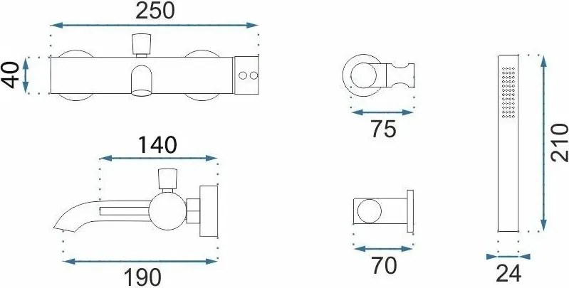 Rea Lungo Grip, vaňová batéria s ručnou sprchovou hlavicou, grafitová, REA-B2352
