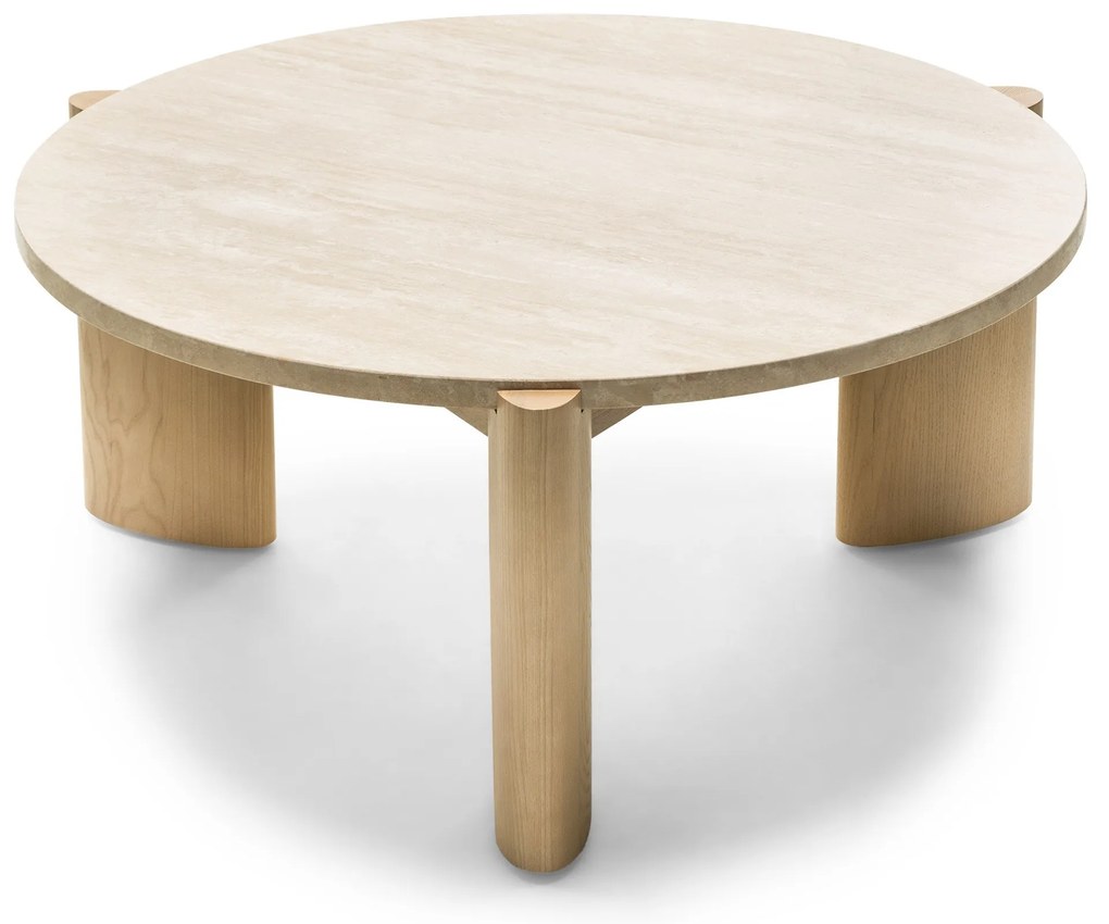 Konferenční stolek Medley 90 cm z masivu travertin/jasan