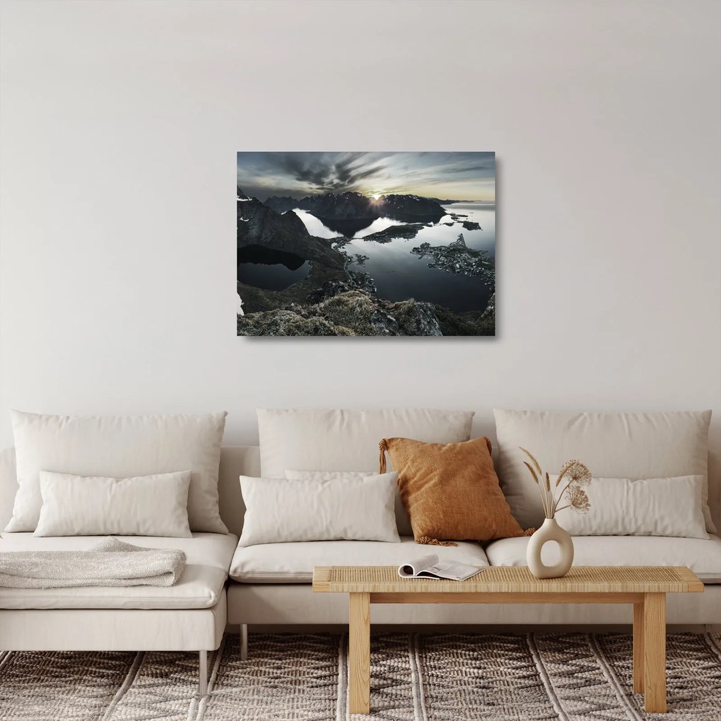 Sklenený obraz - Nórske pohorie (70x50 cm)