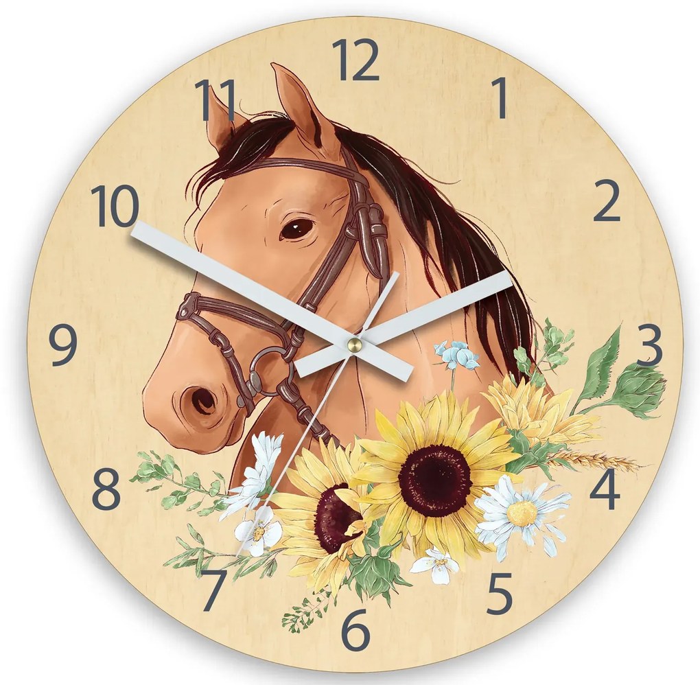 Dětské nástěnné hodiny Ami Kůň hnědý 30 cm vícebarevné