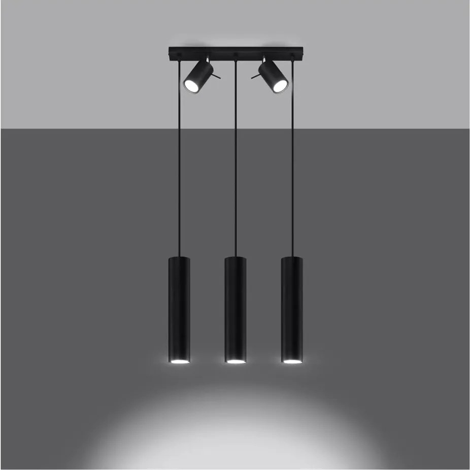 Čierne kovové závesné svietidlo Etna – Sollux