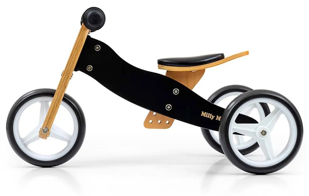 Detské multifunkčné odrážadlo bicykel 2v1 Milly Mally JAKE Classic Black