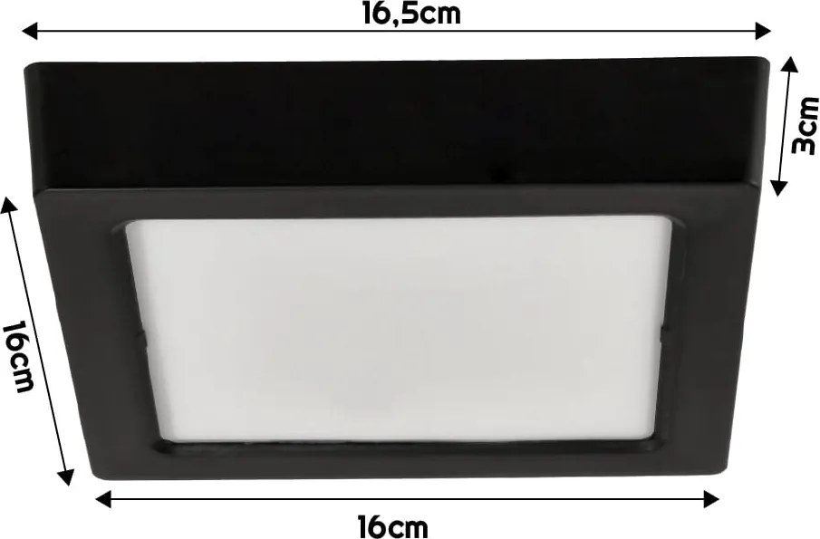 BERGE Štvorcový LED panel prisadený - čierny - 12W - PC - neutrálna biela