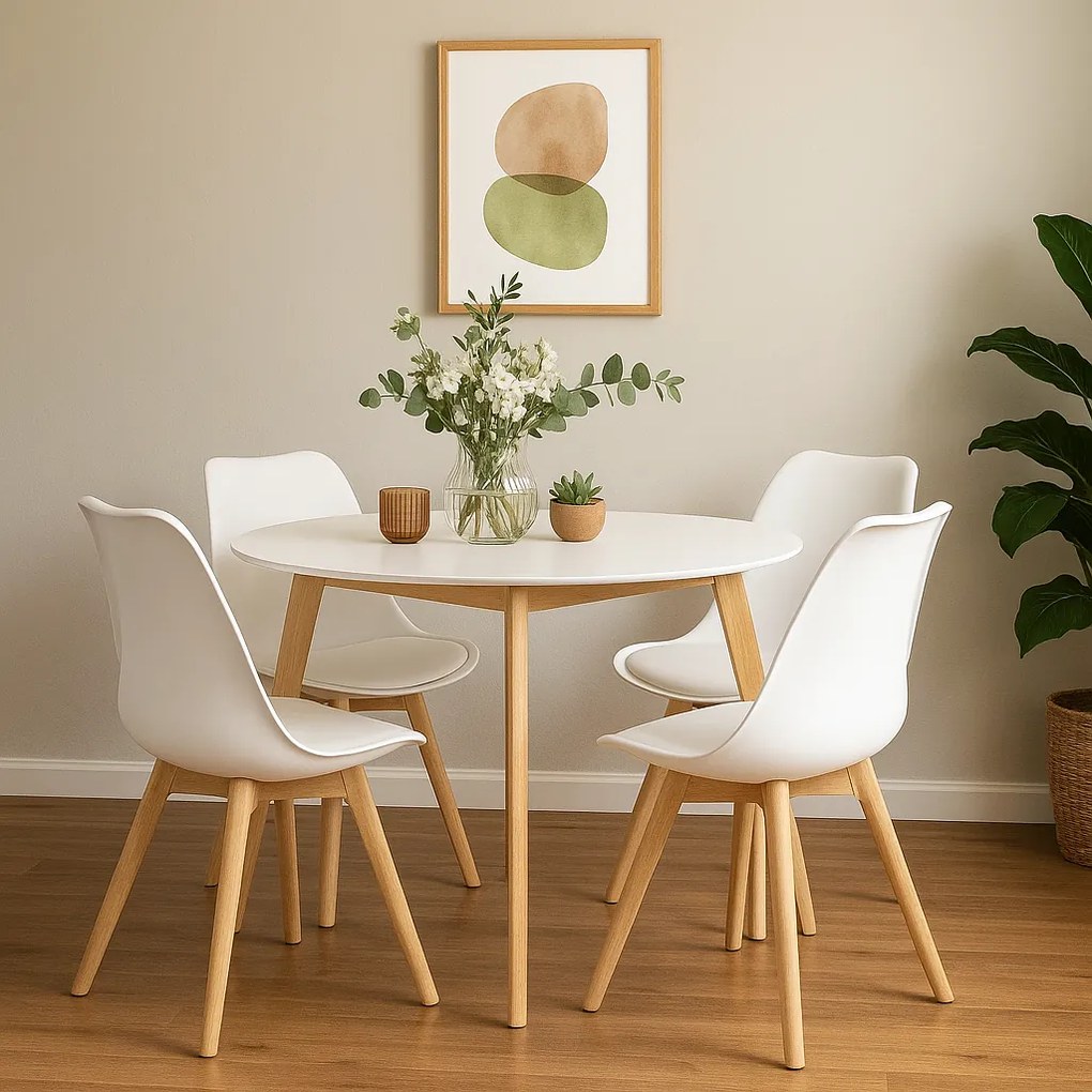 Noela Jedálenský set SCANDINAVIA 105 biely + 4x stolička SCANDINO biela