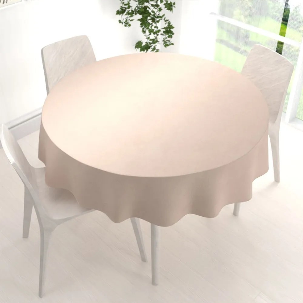 Biante Veľký zamatový okrúhly obrus Velvet Premium SVP-020 Béžový Ø 230 cm