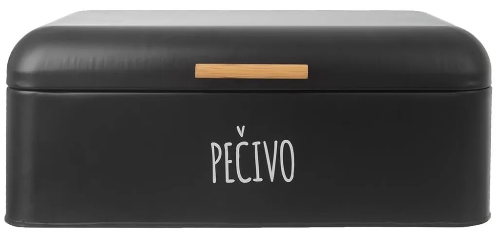 Chlebník čierny, veľký s nápisom PEČIVO, plechový