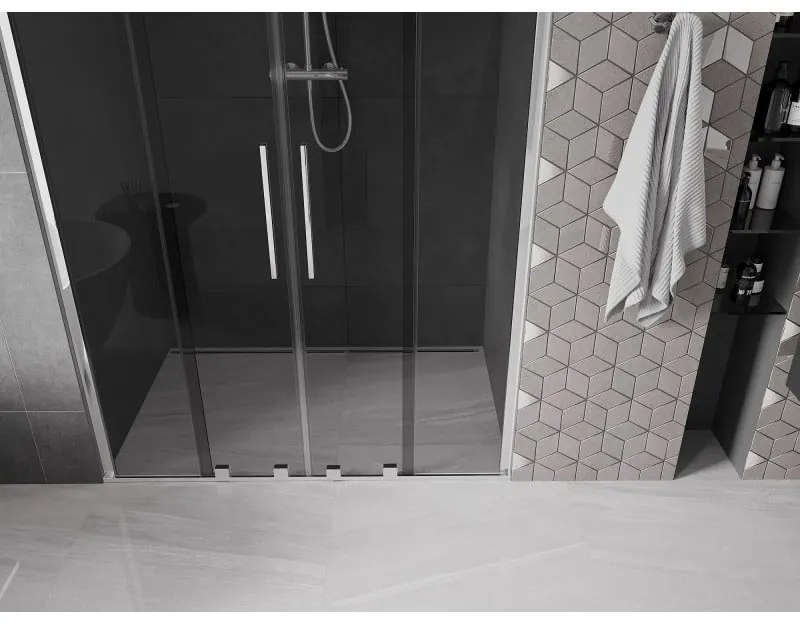 Mexen Velar Duo, posuvné sprchové dvere do otvoru 140 cm, 8mm šedé sklo, chrómová, 871-140-000-42-01