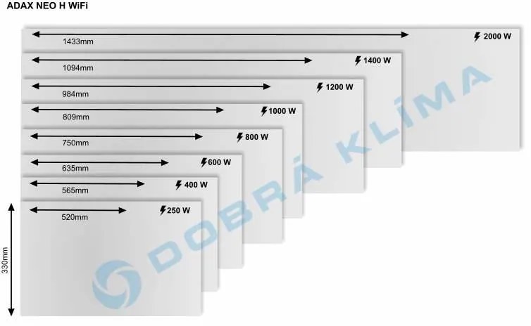 ADAX NEO H20 KWT 2000W biely konvektor s WiFi