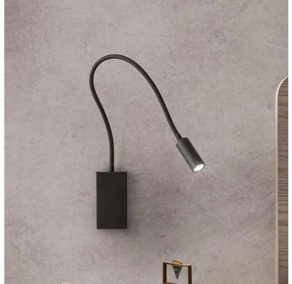 Redo 01-2755 - LED Flexibilná lampička WALLIE LED/3W/230V USB CRI 90 čierna UN1336