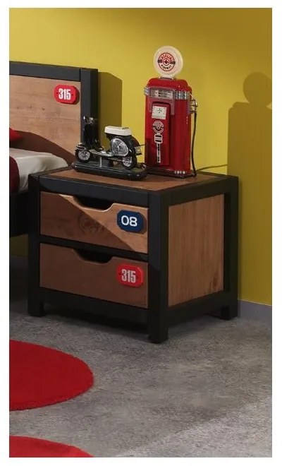 Hnedý nočný stolík z borovicového dreva Vipack Alex