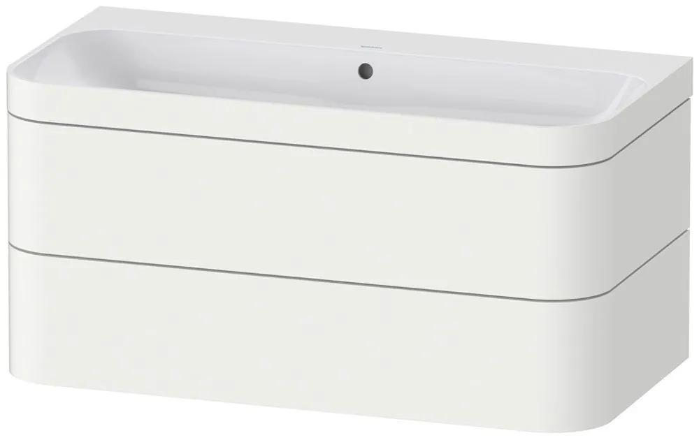 DURAVIT Happy D.2 Plus c-bonded závesná skrinka s nábytkovým umývadlom bez otvoru, 2 zásuvky, 975 x 490 x 480 mm, biela matná lakovaná, HP4638N3636