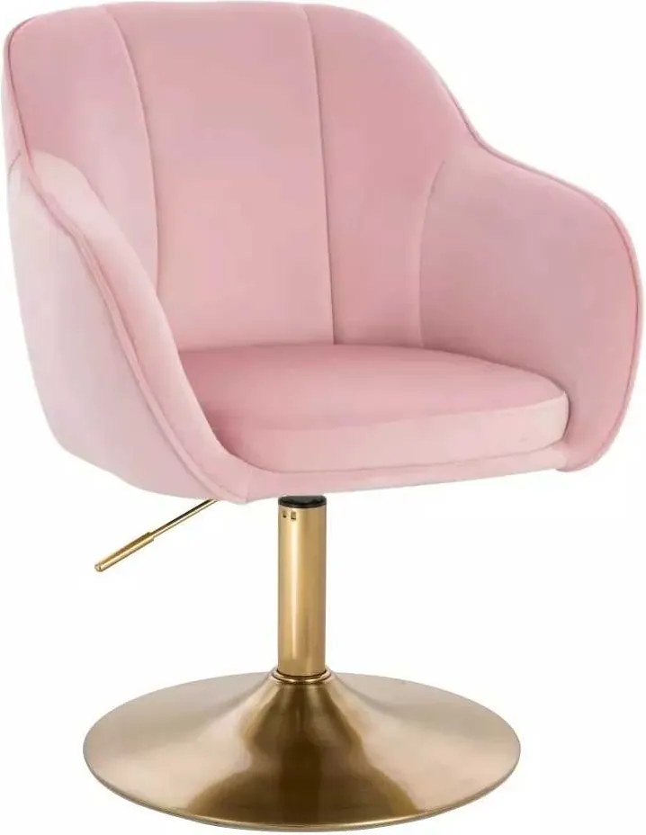 LuxuryForm DESIGN Stolička AVOLA VELUR na zlatom tanieri - svetlo ružová